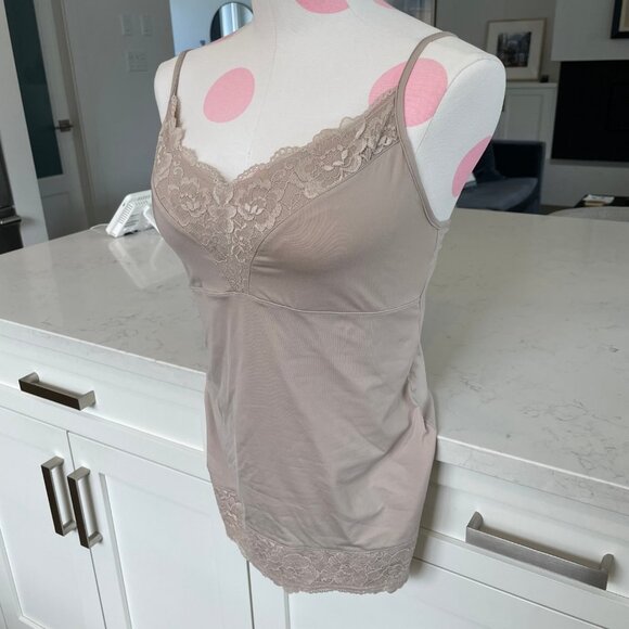 Marks and Spencer Polyamide Blend Shapewear Chemise w Lace Fawn Sz UK 16/US 12 - Picture 6 of 12